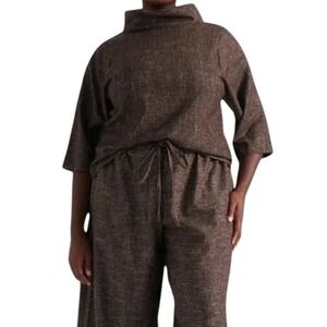 Pari‎ Passu Wool Blend Mock Neck Top Plus Size 16 Minimalist Boxy